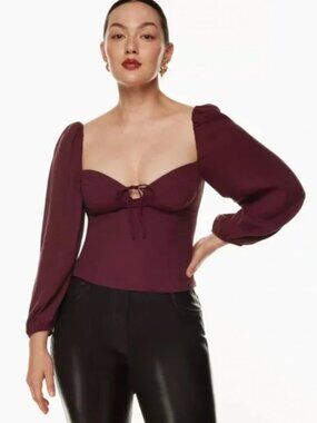 Aritzia Wilfred Novella Blouse Spiced Burgundy